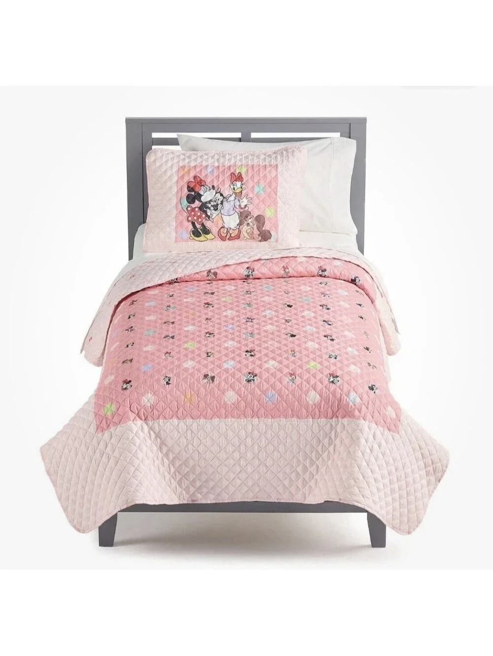 Disney Minnie Mouse Daisy Figaro Fifi Reversible 2 PC Set Quilt & 1-Sham NWT